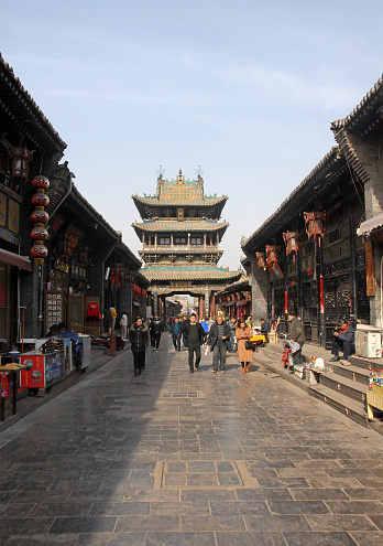 Pingyao in Shanxi Province, China : The Gushi Tower (or City Tower) is the tallest building in the old part of Pingyao