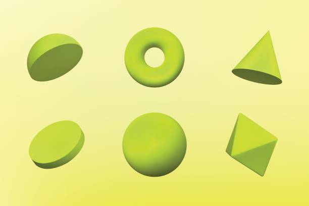 istock Set of geometric 3d shapes  in yellow 1468838579