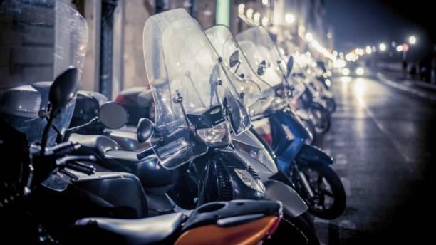 istock Scooter motorcycles parked next to each other 1468838656
