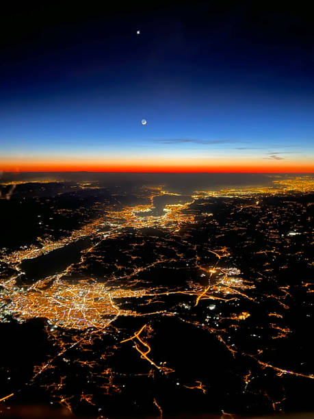 istanbul at sunrise time cockpit point of view vertical still