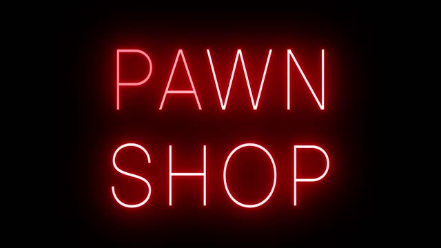 Glowing red retro neon sign for PAWN SHOP