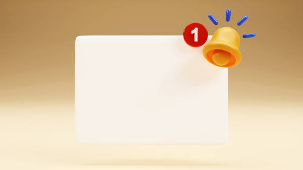 istock 3D rendering of Notification Yellow Bell with a blank note on color background, Social Media Reminder concept 1468842556