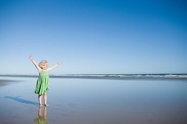 Child on Beach stock photo