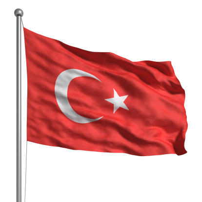Flag of Turkey. Rendered with fabric texture (visible at 100%). Clipping path included.