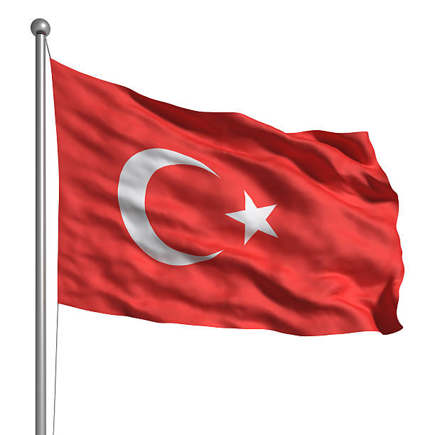 flag of turkey (isolated) - türk bayrağı stok fotoğraflar ve resimler