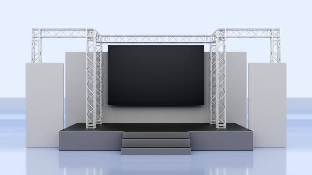 istock 3D rendering of the stage show and truss construction for presentation performance business 1468847178