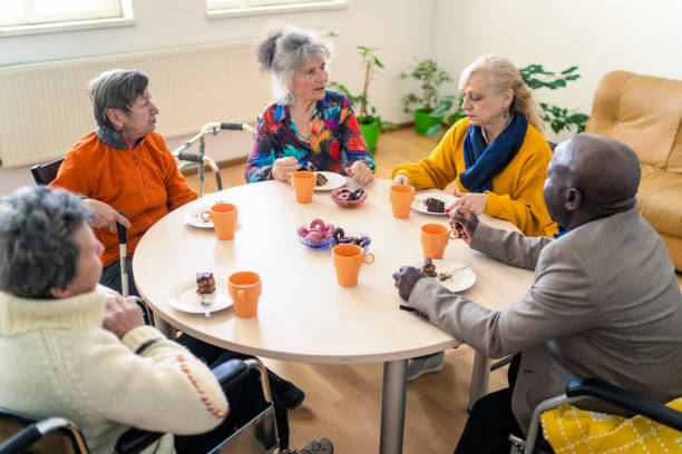 istock A high angle view of retired people drinking coffee 1468847723
