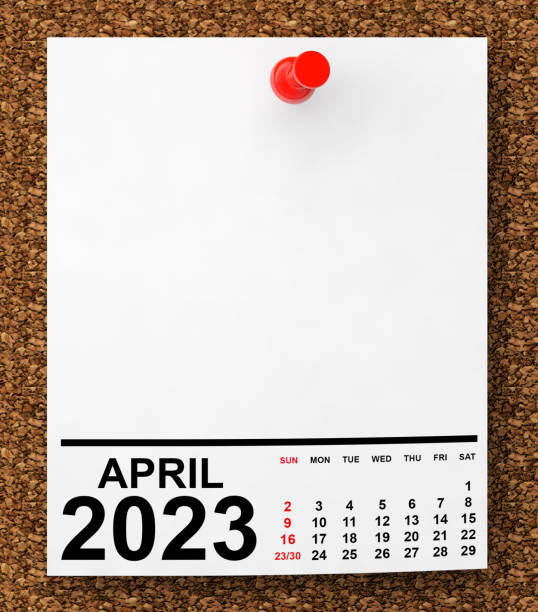 istock Calendar April 2023 on Blank Note Paper. 3d Rendering 1468848578
