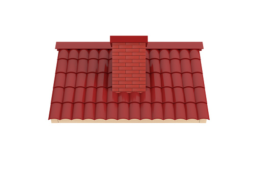 Red Tile Roof on a white background. 3d Rendering