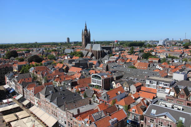 istock Panorama view of old town in Delft, Netherlands 1468850906