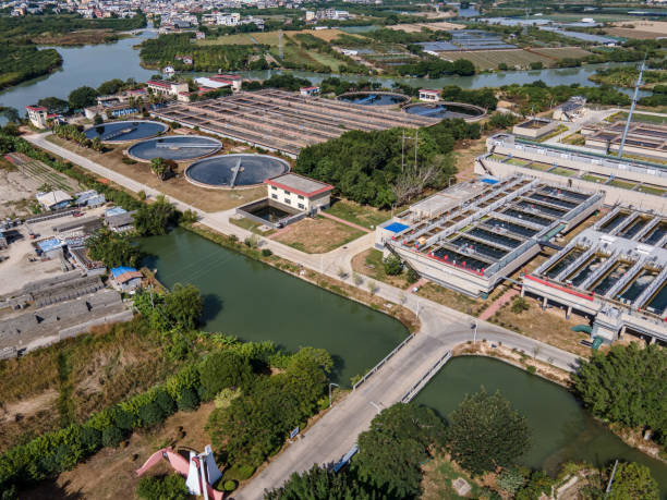 istock Looking down at the sewage treatment plant 1468850933
