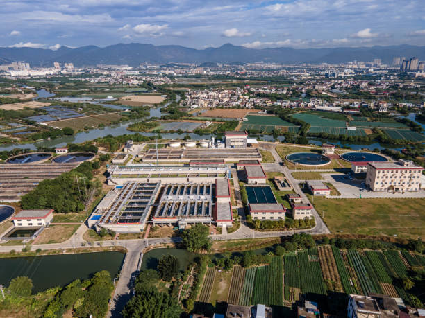 istock Looking down at the sewage treatment plant 1468850941