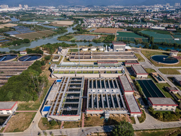 istock Looking down at the sewage treatment plant 1468850983
