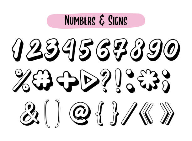 wektorowy zestaw liczb, znak interpunkcyjny, znak diakrytyczny i znaki. - question mark number exclamation point ampersand stock illustrations