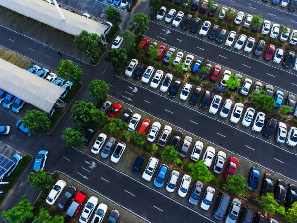 istock Futuristic car parking aerial view at Shenzhen 1468854628