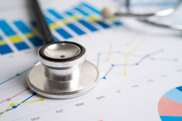istock Stethoscope on graph paper, Finance, Account, Statistics, Investment, Analytic research data economy and Business company concept. 1468854812