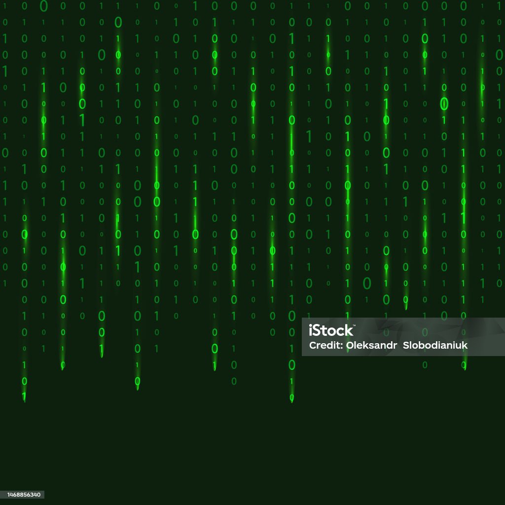 Numbers Stream Binary Fall Numbers On The Screen Digital Stream Of Binary Code Binary Code Matrix ...