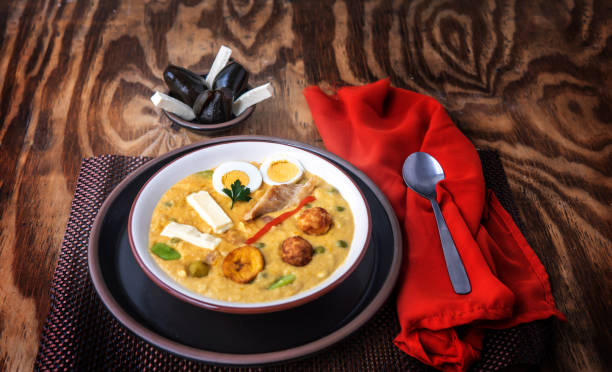 istock Ecuadorian fanesca with legumes and cod with figs and cheese dessert 1468856994