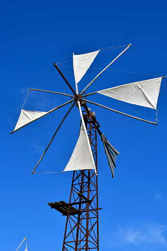 Greece, Crete, one of the traditional windmills on the Lasithi Plateau