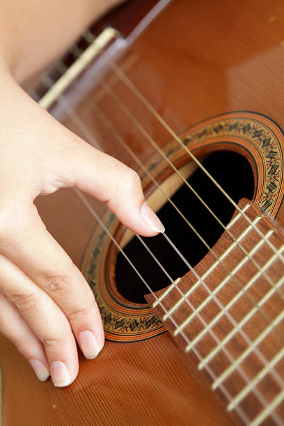 hand playing guitar stock photo