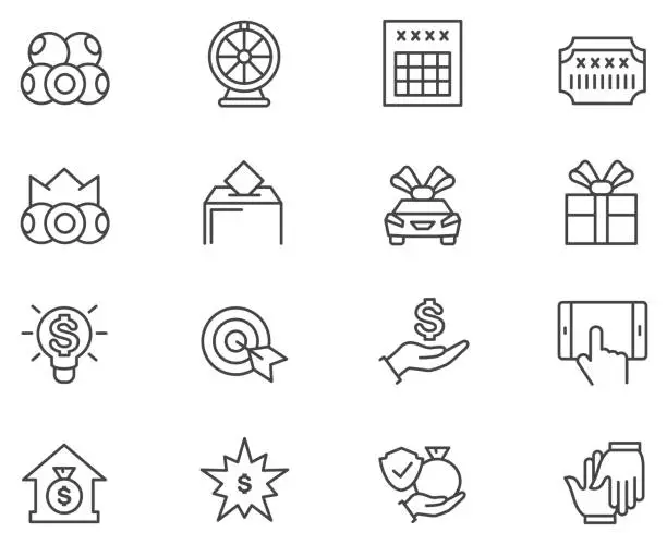 Vector illustration of Lottery icon set