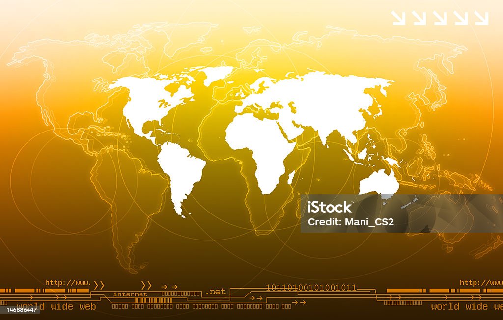 Global Communications World Map created with base NASA image - Arrow Symbol Stock Photo