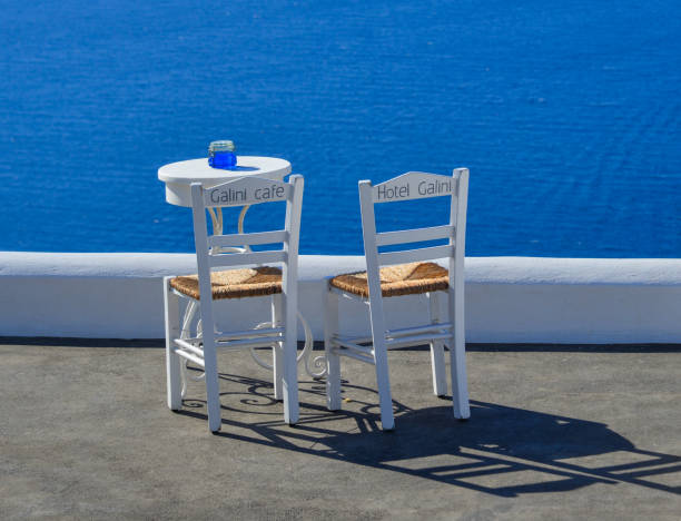 Sea resort - view of the Aegean sea from Santorini island, Greece. Greek landscape