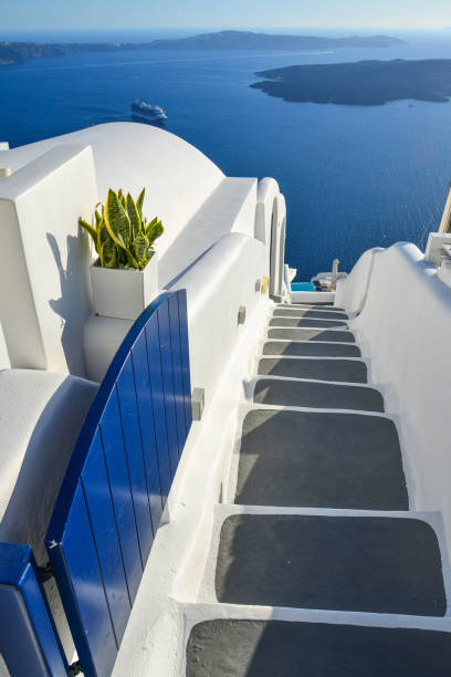 istock Beautiful architecture with stairs to the sea 1468864694
