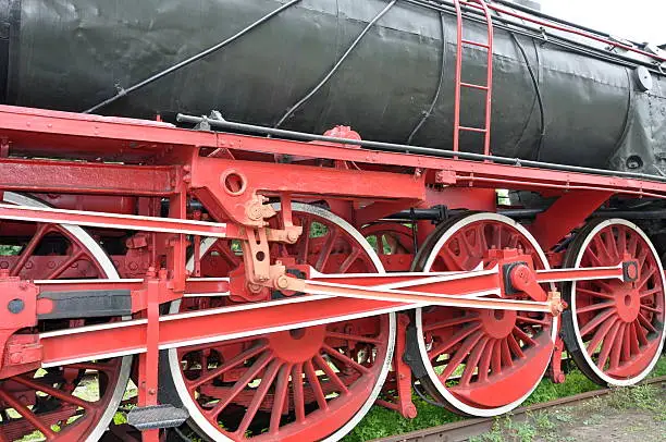 Wheels of steam train