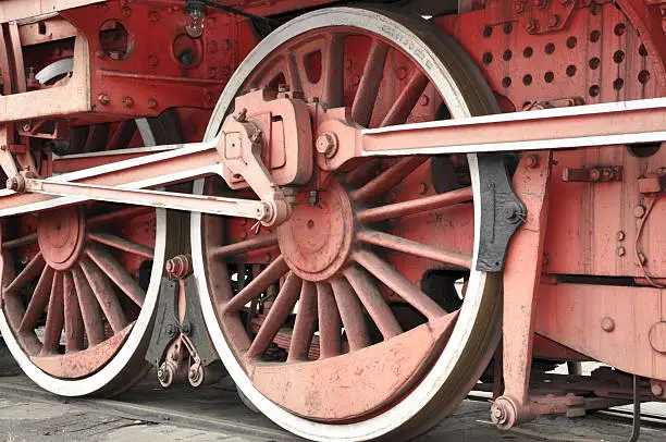 Wheels of steam train