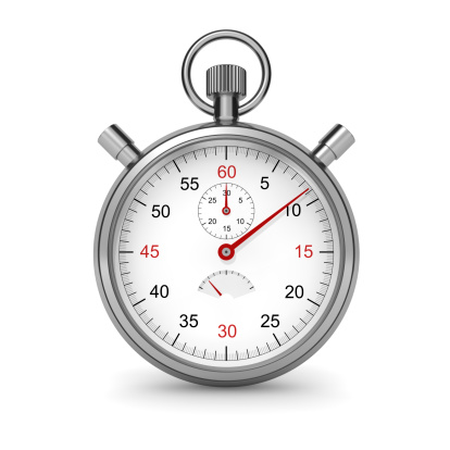 Isolated stopwatch on white. Clipping path included. Computer generated image.