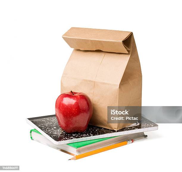 Szkolny Lunch - zdjęcia stockowe i więcej obrazów Lunch - Lunch, Papierowa torba, Jabłko