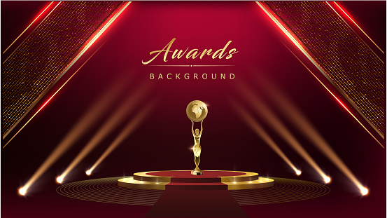 Red Carpet Bollywood Stage Maroon Steps Spot Light Golden Royal Awards Graphics Background Elegant Shine Modern Template Luxury Premium Corporate Abstract Design Template Banner Certificate Dynamic
