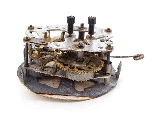 The mechanism of a classic vintage wristwatch