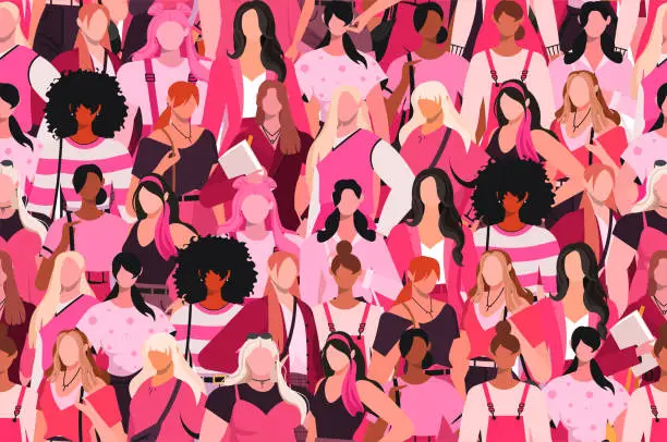 Vector illustration of Pattern with women different nationalities