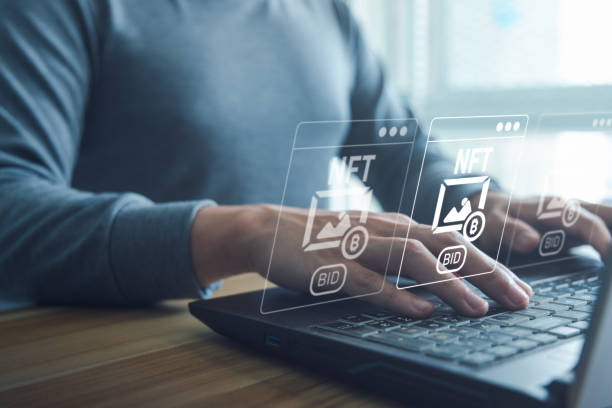 istock Non fungible token and blockchain technology concept. 1468873055