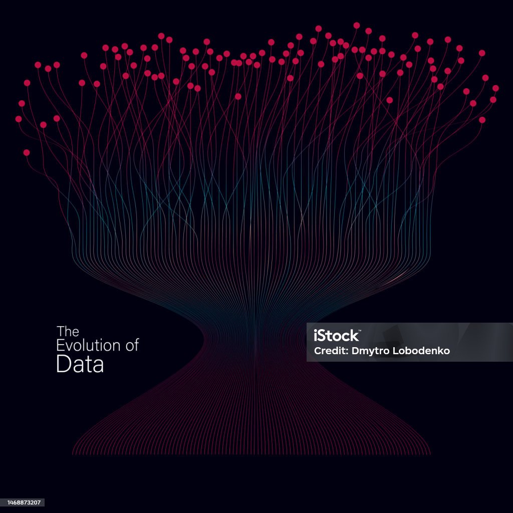Data Emergence Graphics Evolution Of Data Vector Explosion Colorful Dot Lines Background Data ...