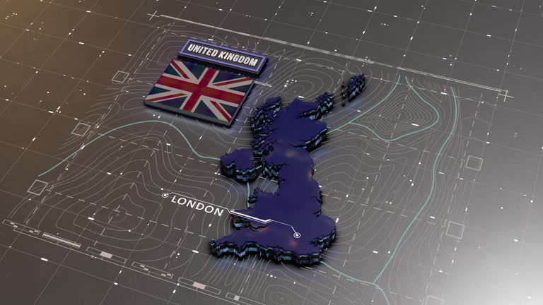 United Kingdom map Digital background Loop 4k