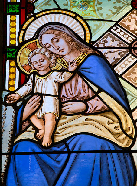 istock Banska Stiavnica - holy Mary from windowpane 146887824