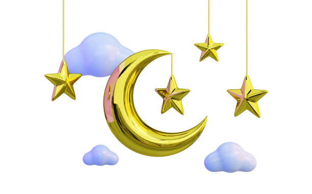 istock golden moon and star icon with cloud on white background 3d render concept for ramadan kareem 1468878959