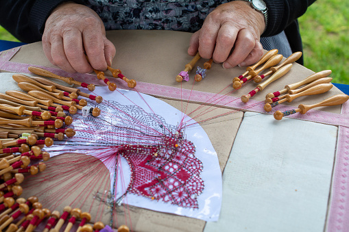 Traditional lace making by hand
