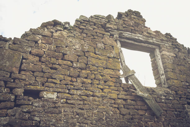 The remains of an abandoned farm house outside Farthingstone in Northamptonshire, UK