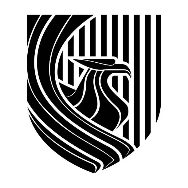 Vector illustration of Shield Eagle vector black and white logo design illustration template