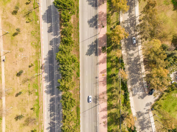 istock Aerial view woodland and highway. 1468885940