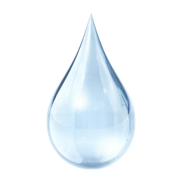 The water drop isolated on white background. 3D Render