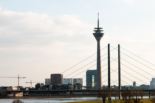 TV tower and bridge pillars on Rhine