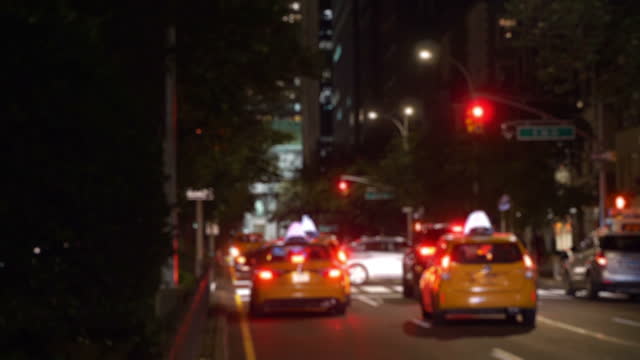 Traffic in the Center of New York City at night in 4K slow motion 60fps