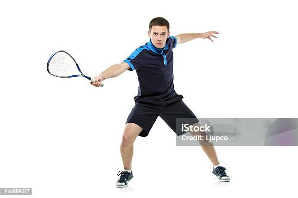 Foto de Jogador De Squash Tocando e mais fotos de stock de Squash - Squash, Figura para recortar, Acessório
