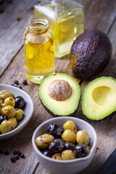 istock Avocado, olives and oil 1468895159