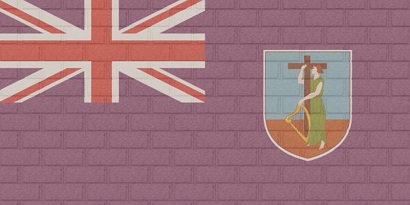 3D render of Brick Wall painted with the flag of Montserrat